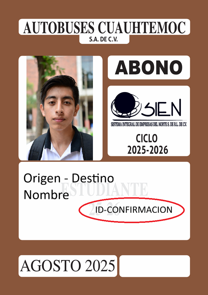 Referencia de ubicación del número de abono y el ID de confirmación
